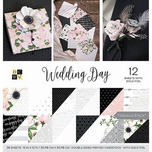 American Crafts DCWV Card Stock 12x12 Wedding Day 18 Designs Double Sided